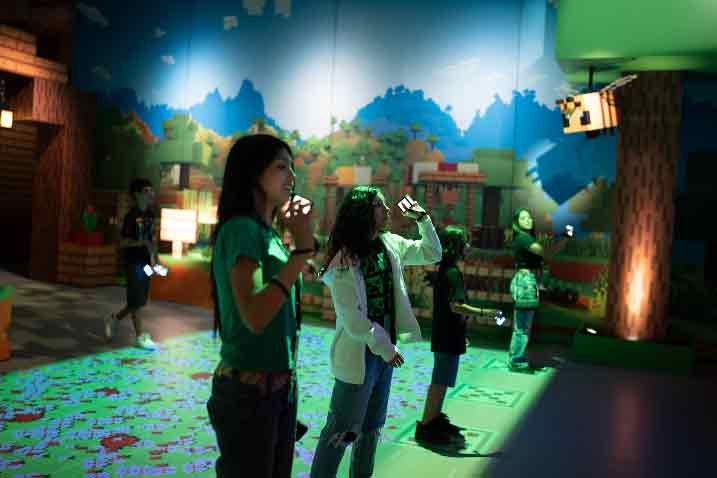 Girl playing Minecraft